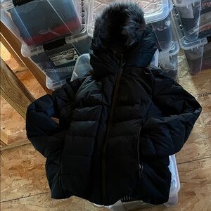 Midnight Blue Helly Hanson Ski Puffer Jacket with Fur Hood
